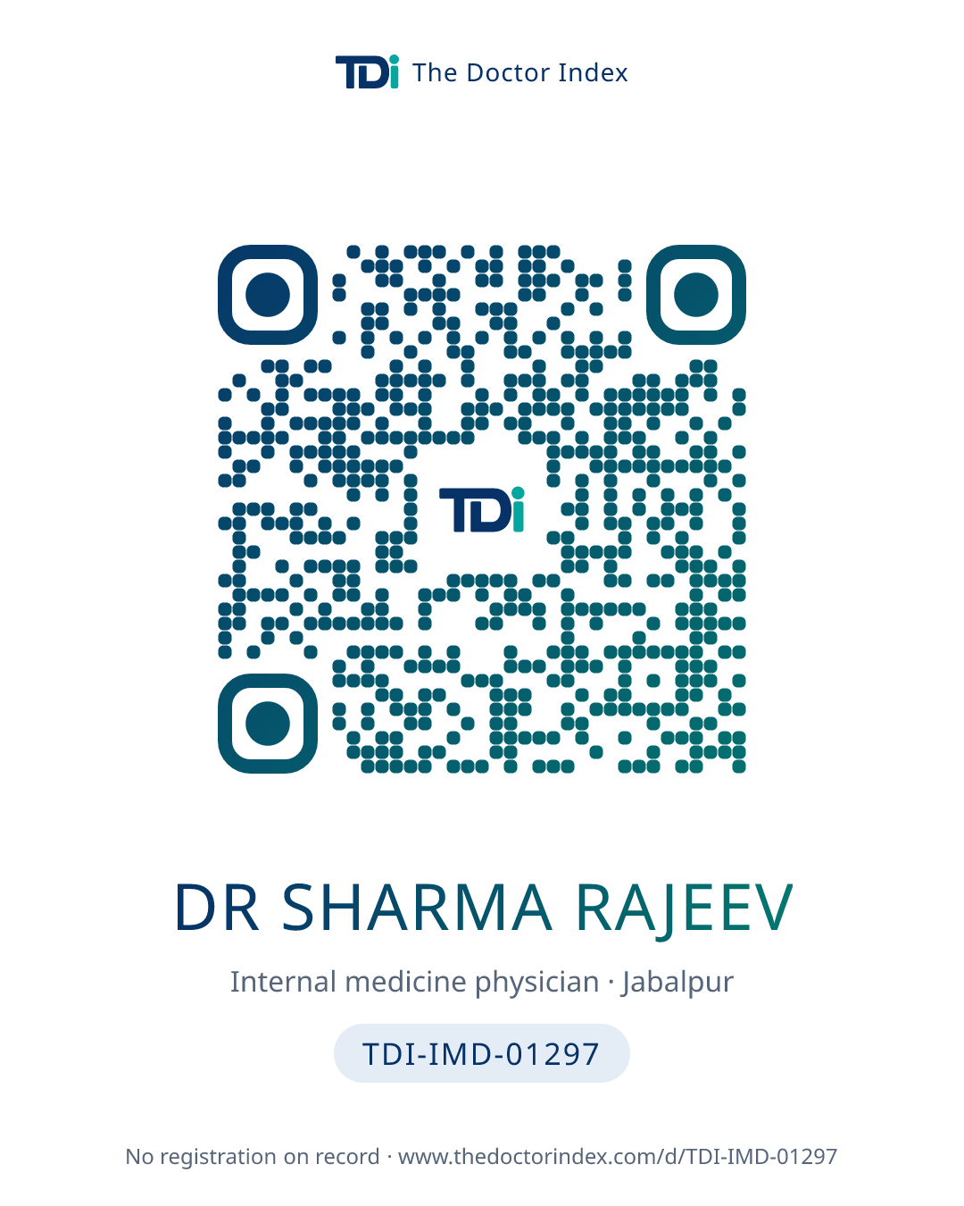 QR card for Dr Sharma Rajeev, TDI-IMD-01297
