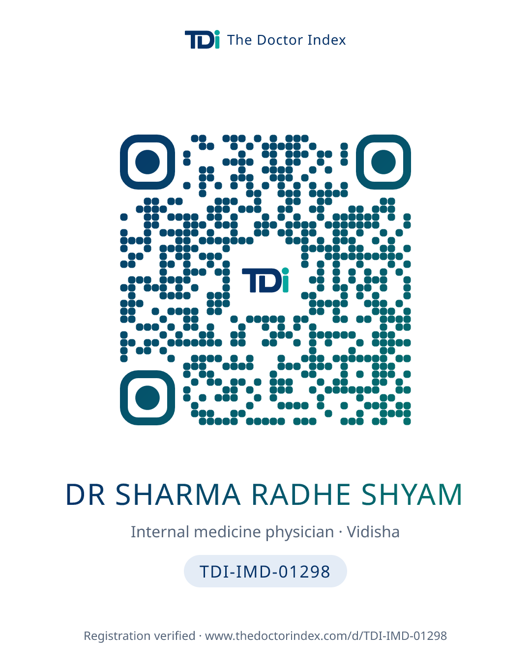 QR card for Dr Sharma Radhe Shyam, TDI-IMD-01298