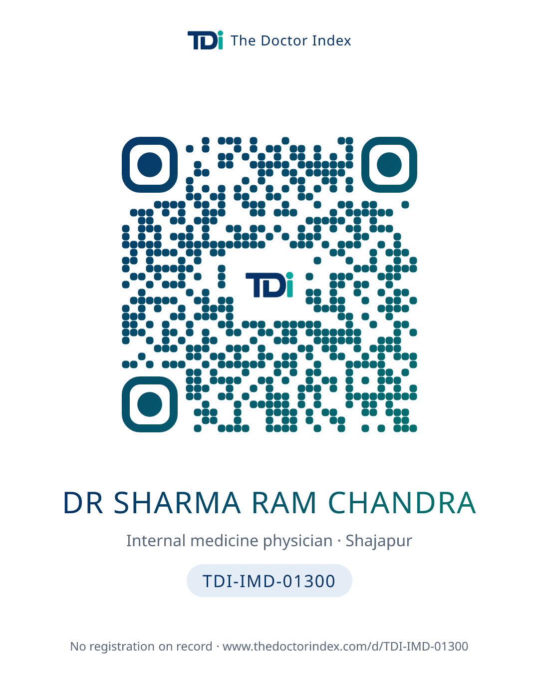 QR card for Dr Sharma Ram Chandra, TDI-IMD-01300