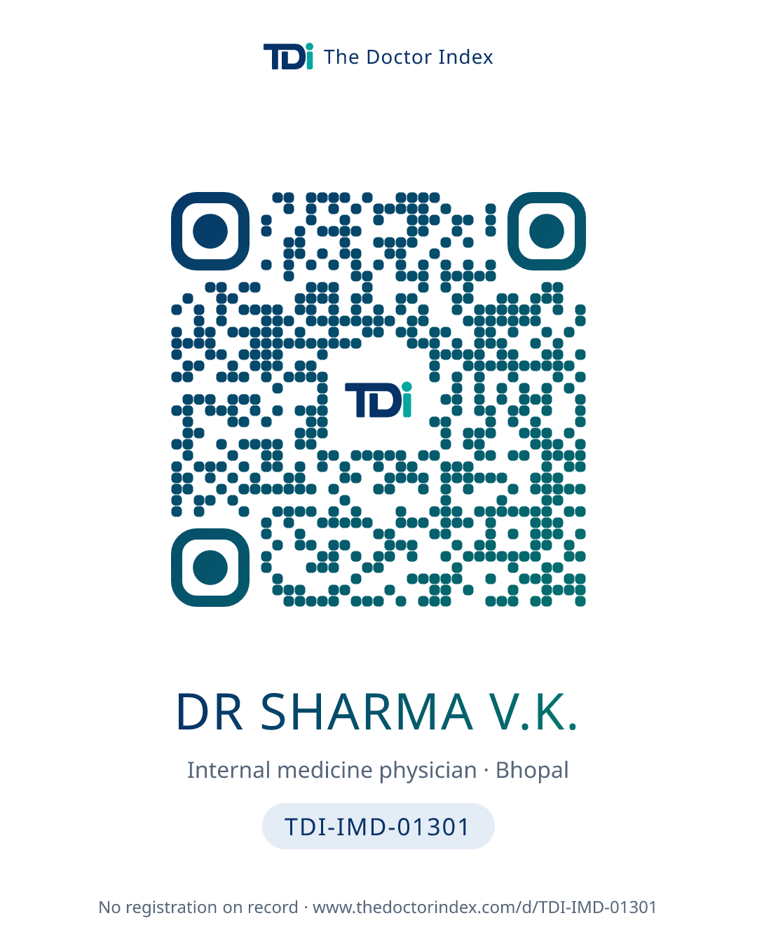 QR card for Dr Sharma V.K., TDI-IMD-01301