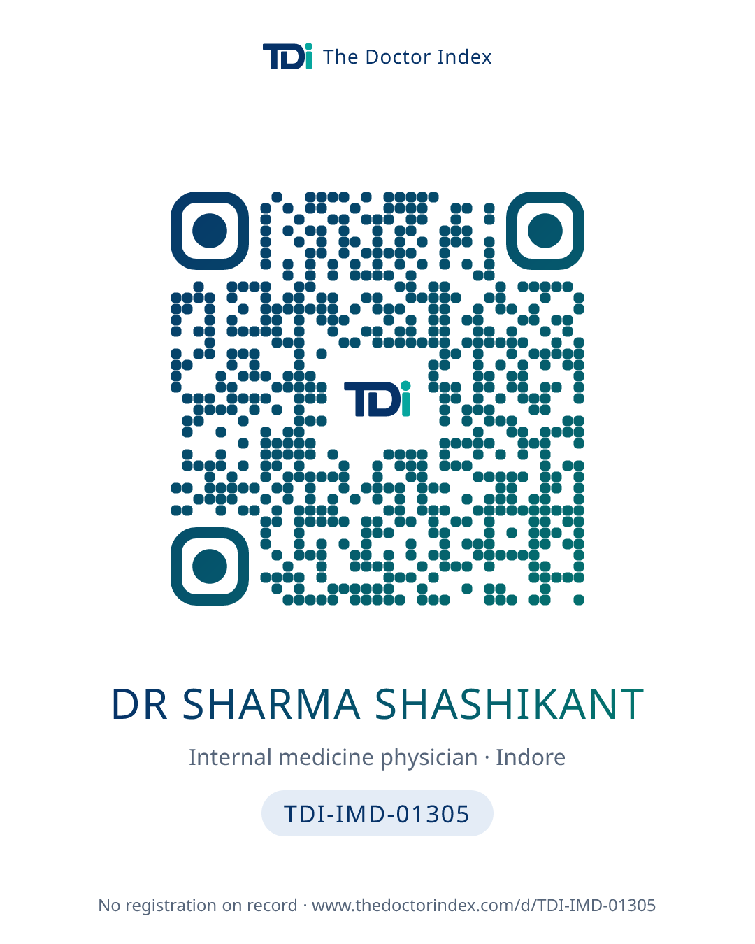 QR card for Dr Sharma Shashikant, TDI-IMD-01305