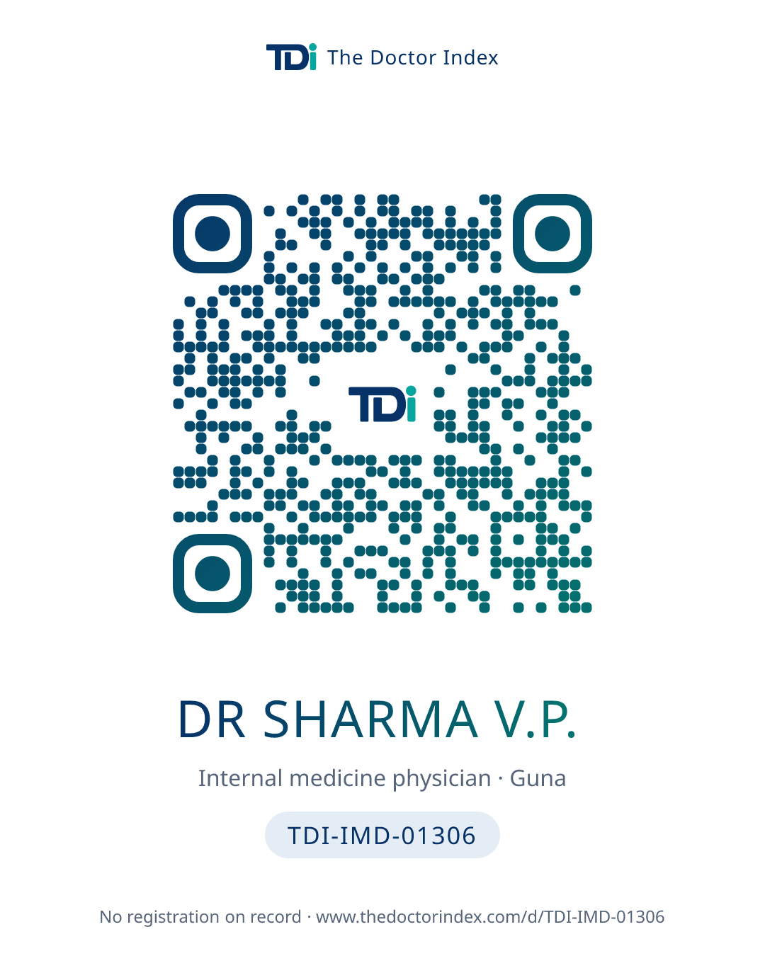 QR card for Dr Sharma V.P., TDI-IMD-01306