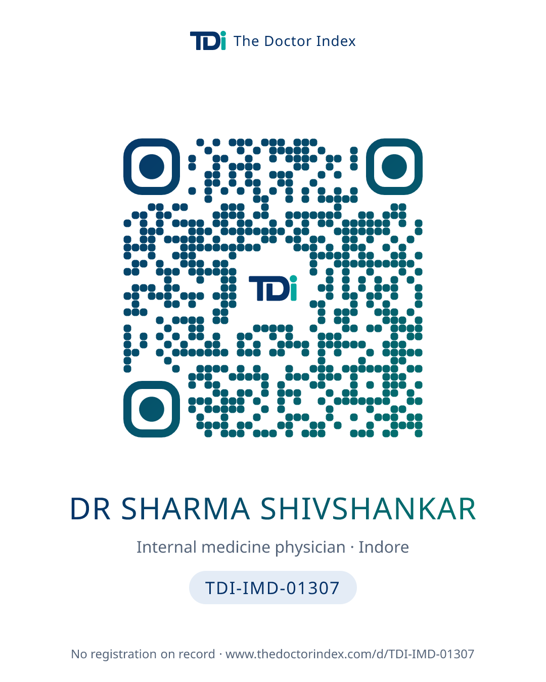 QR card for Dr Sharma Shivshankar, TDI-IMD-01307