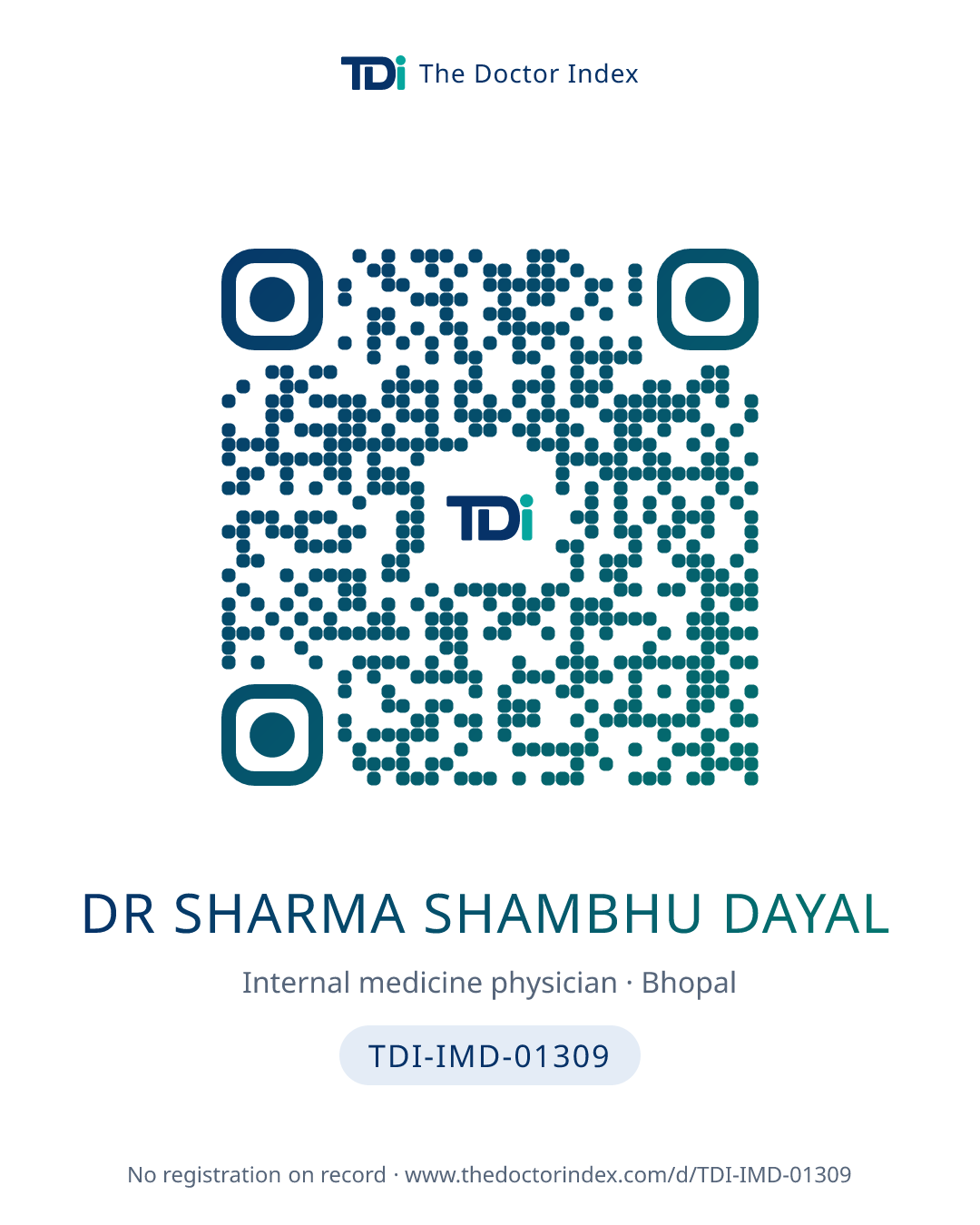 QR card for Dr Sharma Shambhu Dayal, TDI-IMD-01309