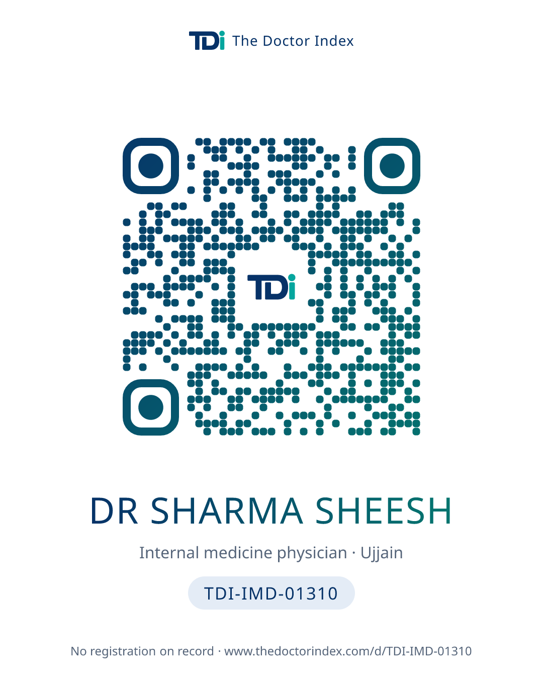 QR card for Dr Sharma Sheesh, TDI-IMD-01310