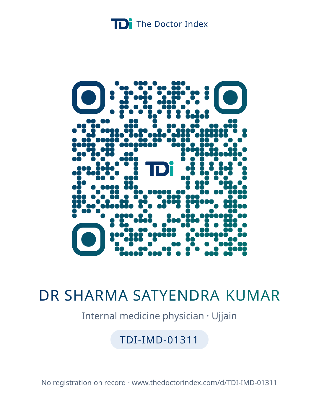 QR card for Dr Sharma Satyendra Kumar, TDI-IMD-01311