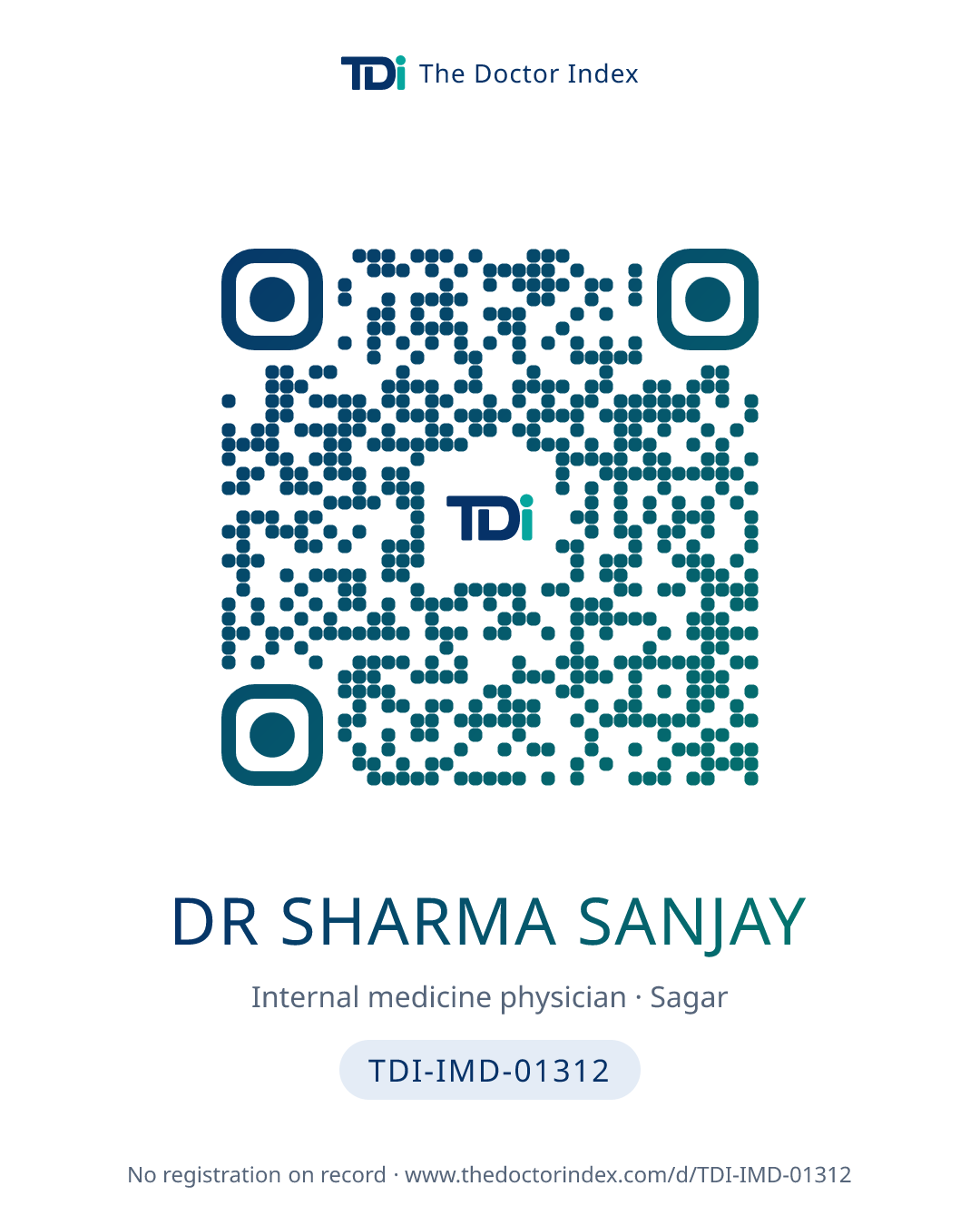 QR card for Dr Sharma Sanjay, TDI-IMD-01312