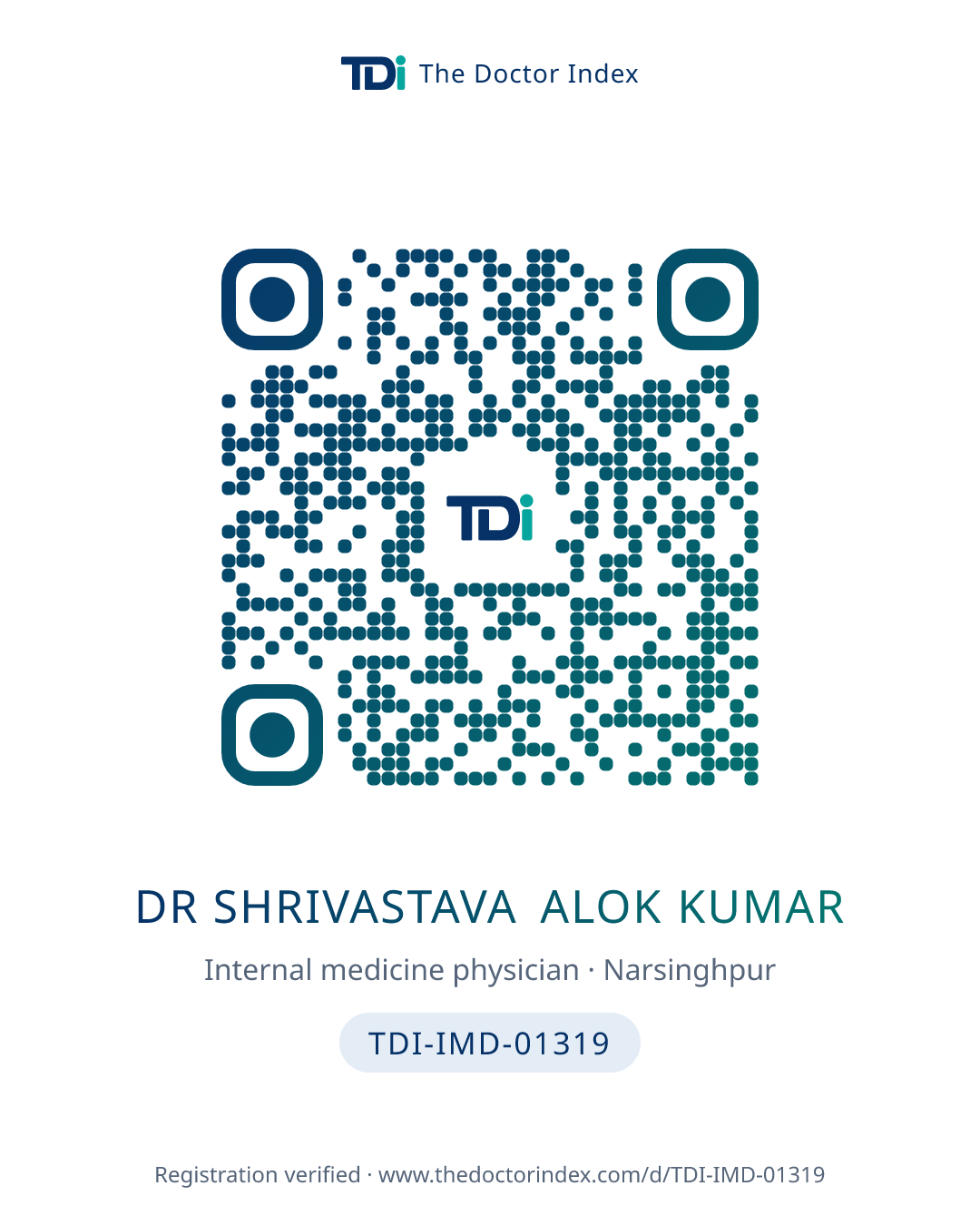 QR card for Dr Shrivastava Alok Kumar, TDI-IMD-01319