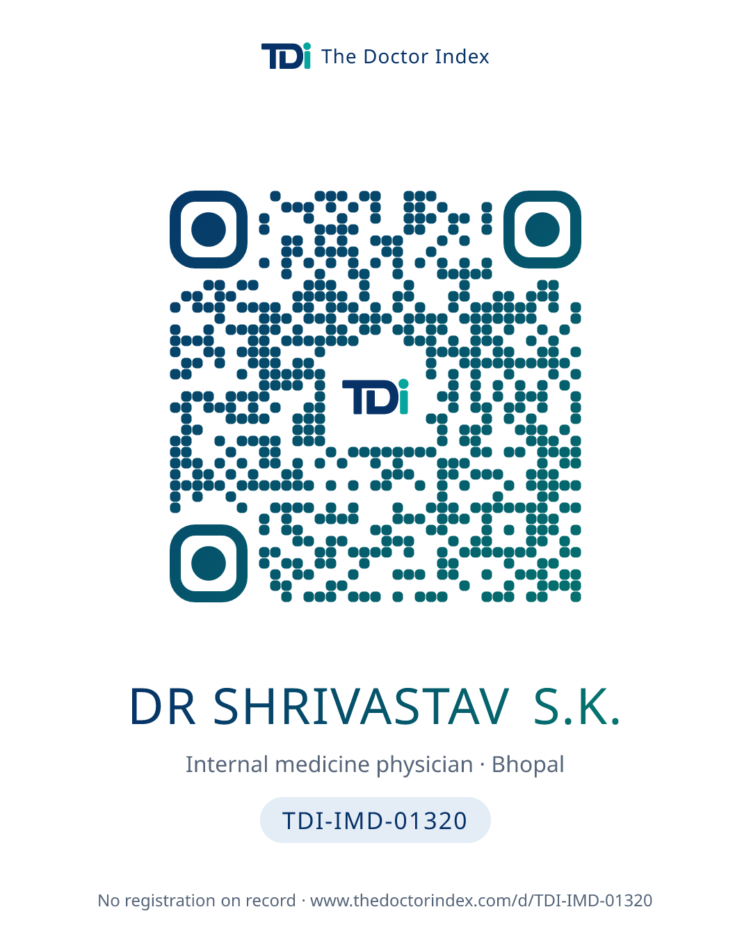 QR card for Dr Shrivastav S.K., TDI-IMD-01320