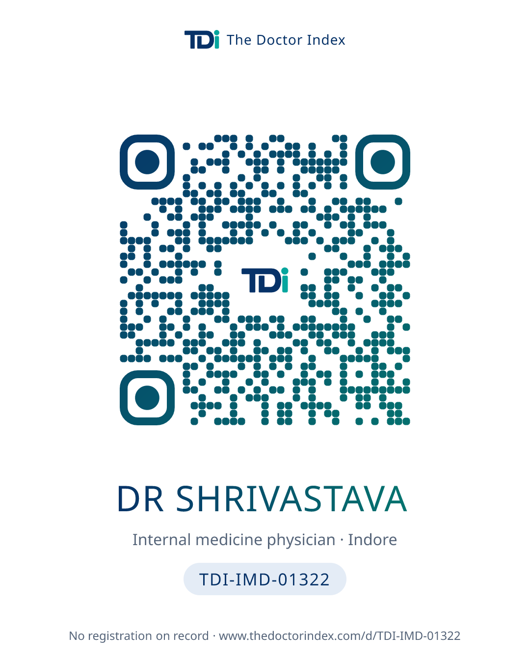 QR card for Dr Shrivastava, TDI-IMD-01322