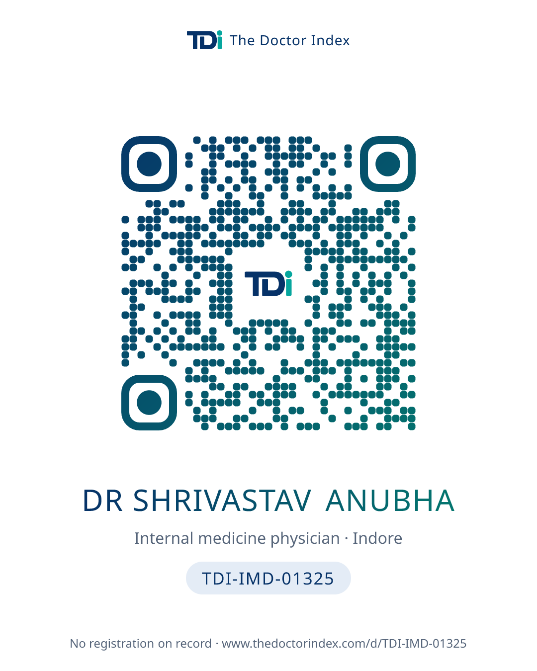QR card for Dr Shrivastav Anubha, TDI-IMD-01325