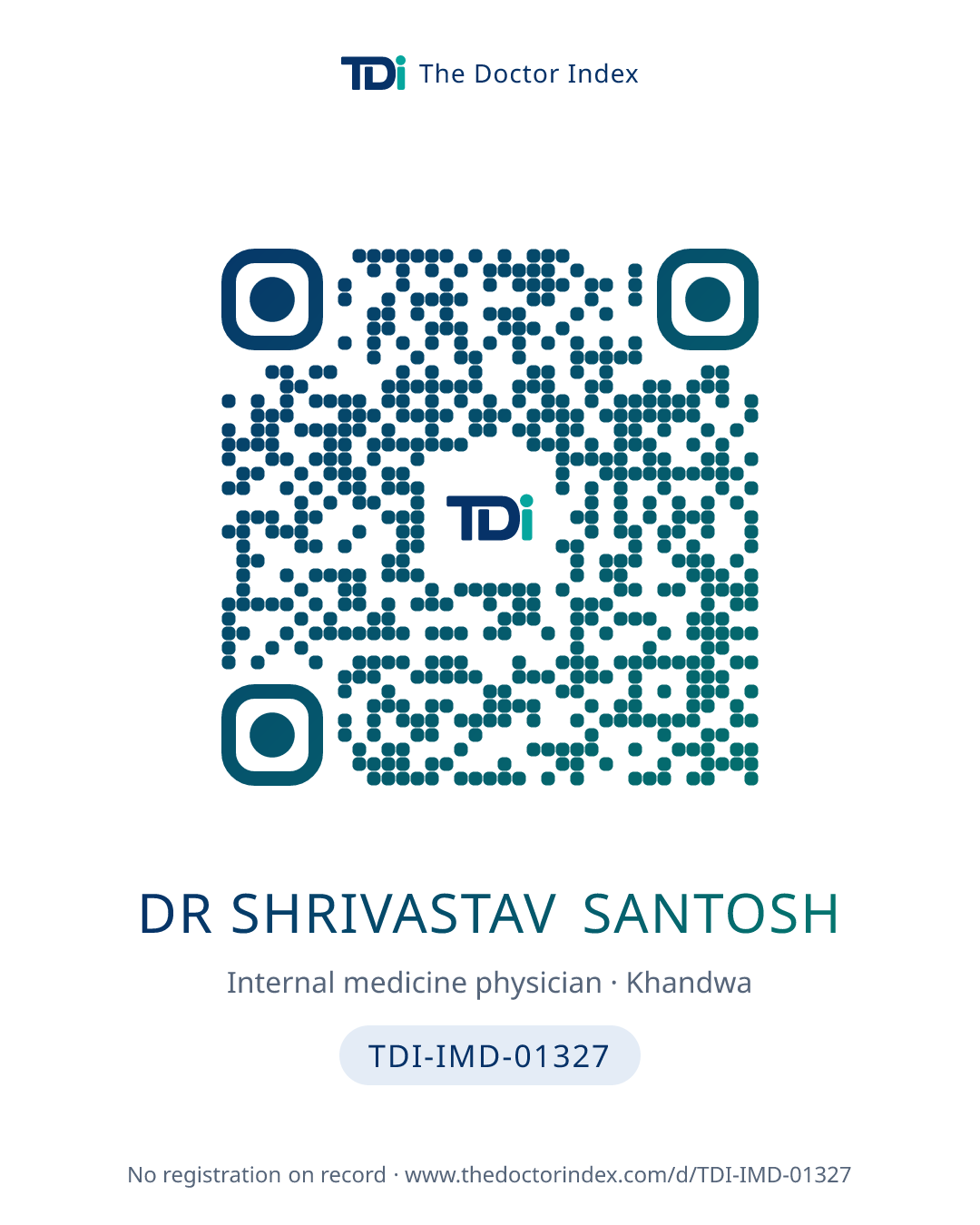 QR card for Dr Shrivastav Santosh, TDI-IMD-01327