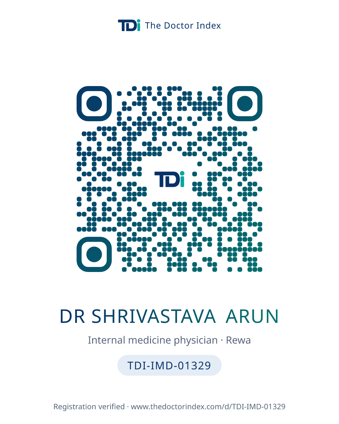 QR card for Dr Shrivastava Arun, TDI-IMD-01329