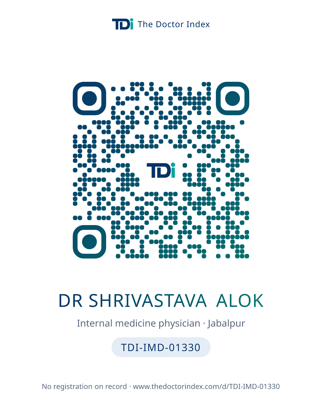 QR card for Dr Shrivastava Alok, TDI-IMD-01330
