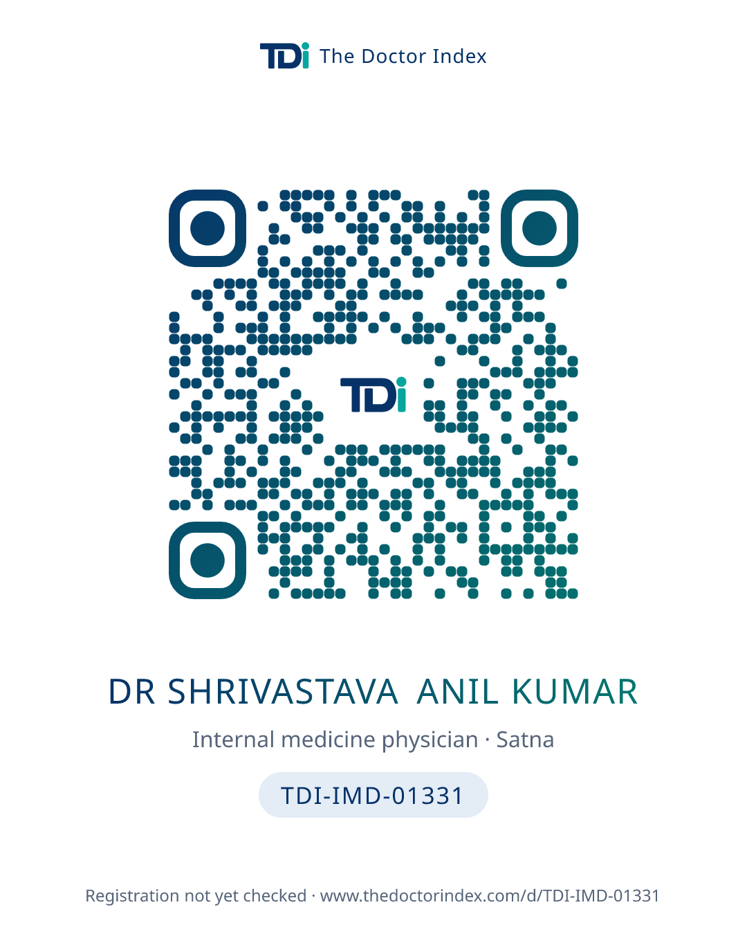 QR card for Dr Shrivastava Anil Kumar, TDI-IMD-01331