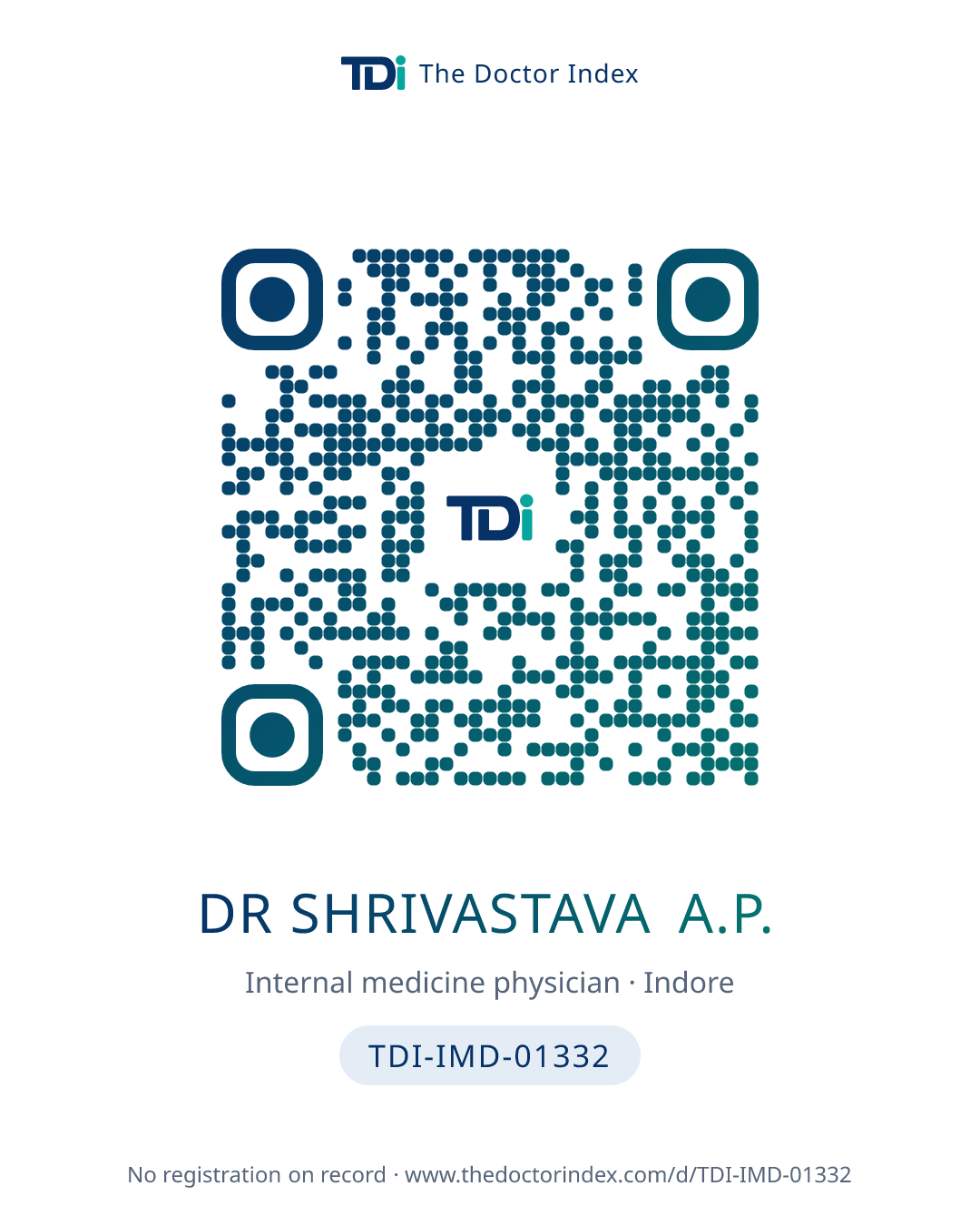 QR card for Dr Shrivastava A.P., TDI-IMD-01332