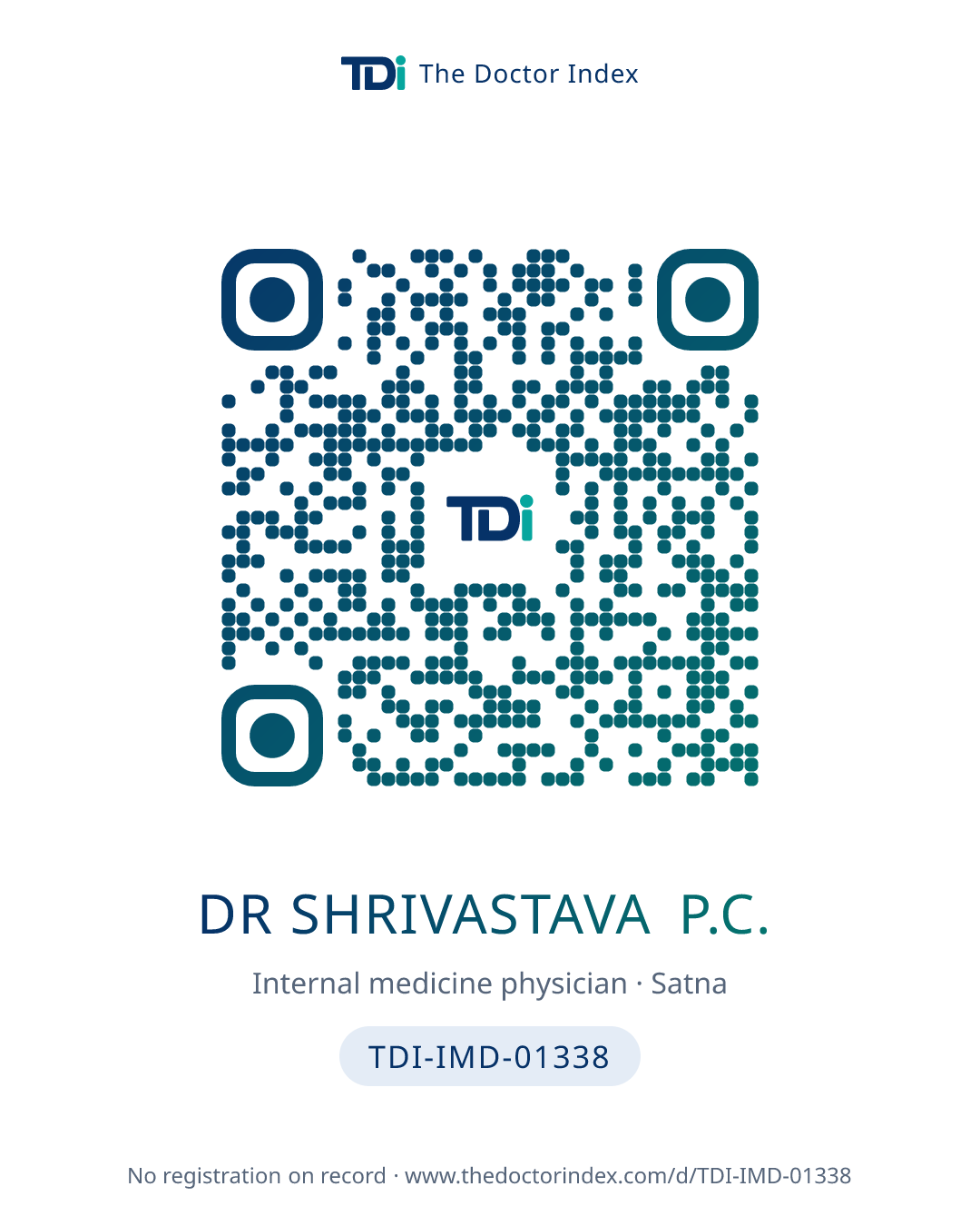 QR card for Dr Shrivastava P.C., TDI-IMD-01338