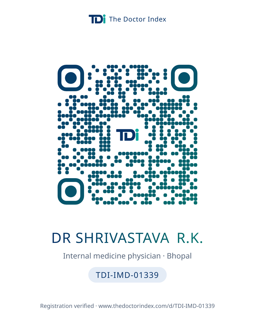 QR card for Dr Shrivastava R.K., TDI-IMD-01339