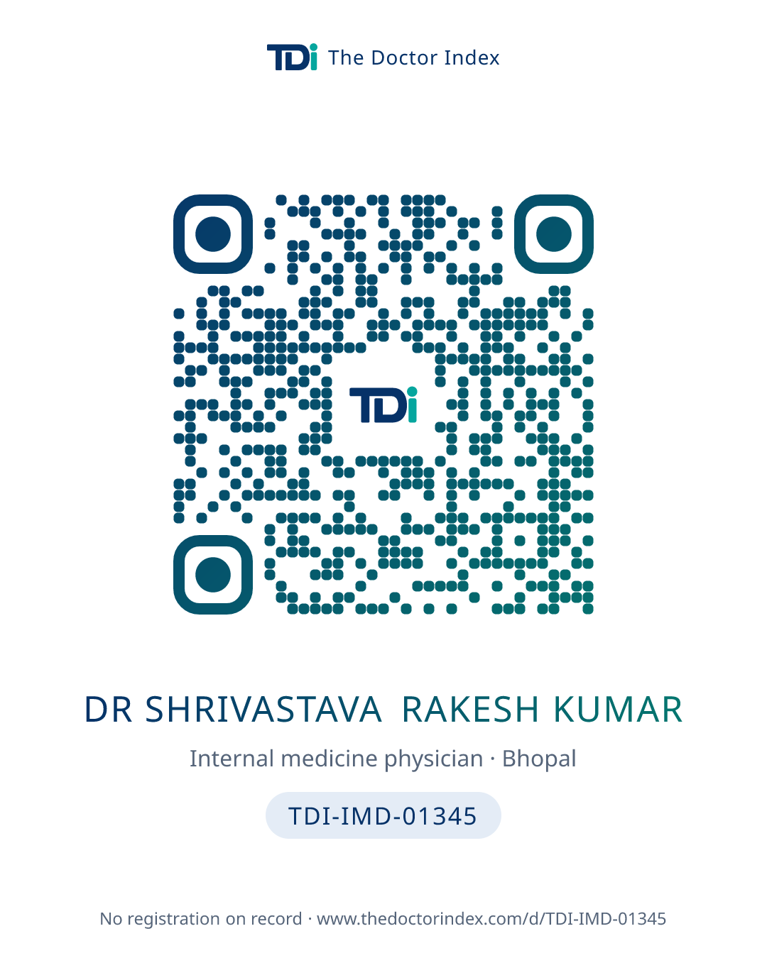QR card for Dr Shrivastava Rakesh Kumar, TDI-IMD-01345