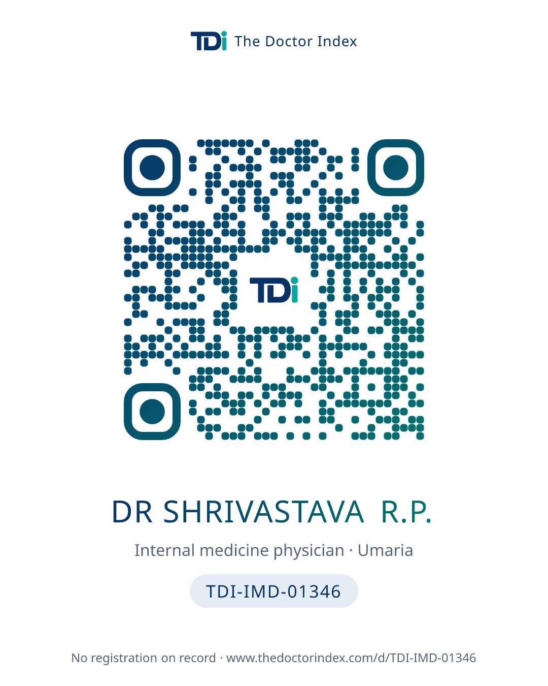 QR card for Dr Shrivastava R.P., TDI-IMD-01346