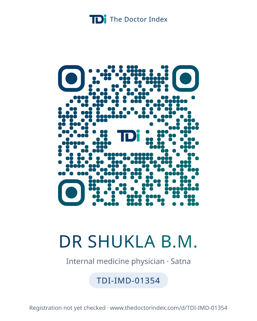 QR card for Dr Shukla B.M., TDI-IMD-01354