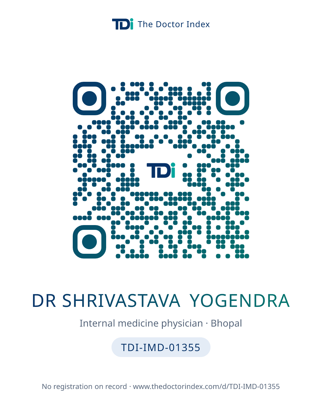 QR card for Dr Shrivastava Yogendra, TDI-IMD-01355