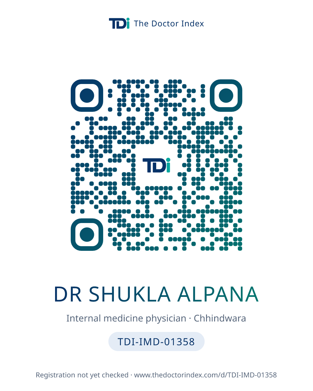 QR card for Dr Shukla Alpana, TDI-IMD-01358