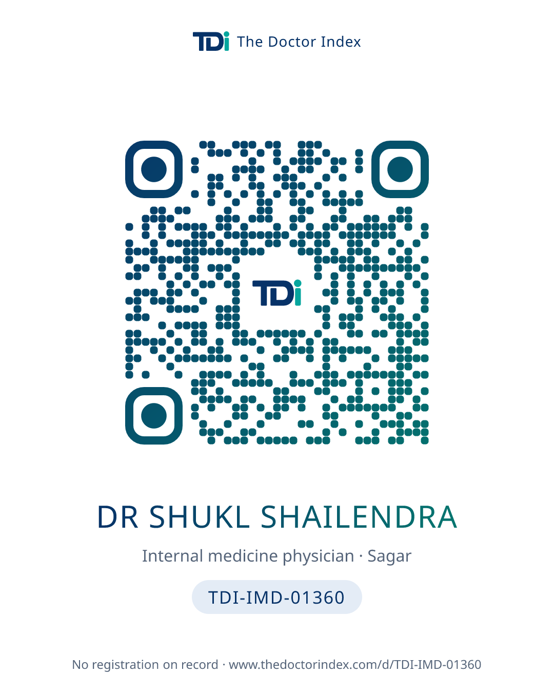 QR card for Dr Shukl Shailendra, TDI-IMD-01360