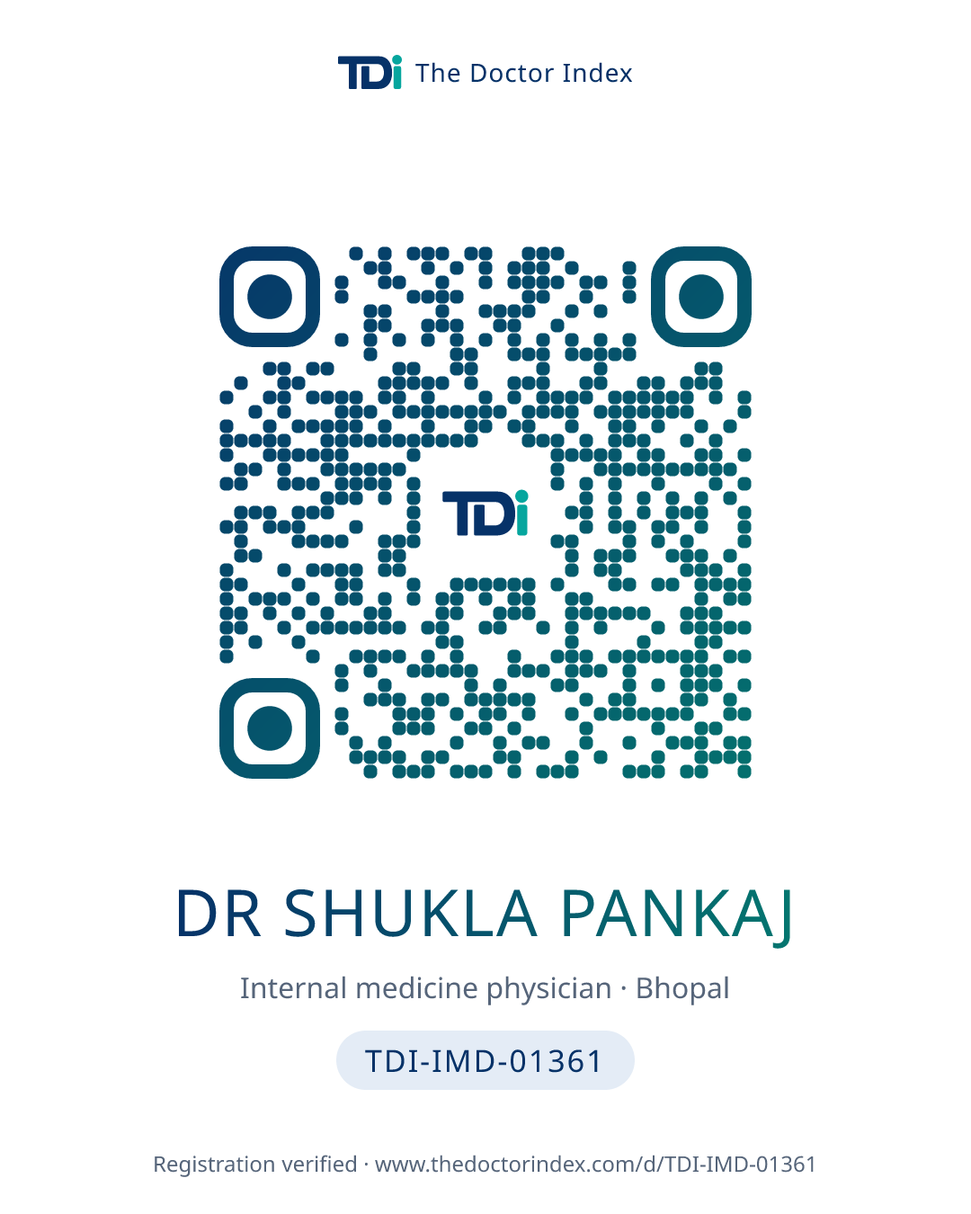 QR card for Dr Shukla Pankaj, TDI-IMD-01361