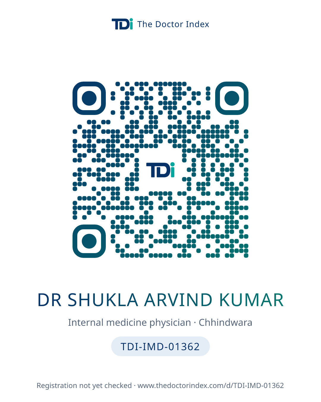 QR card for Dr Shukla Arvind Kumar, TDI-IMD-01362