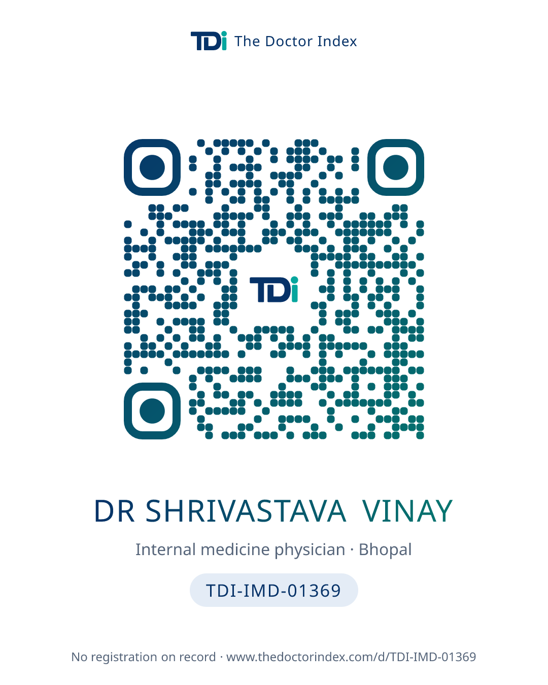 QR card for Dr Shrivastava Vinay, TDI-IMD-01369