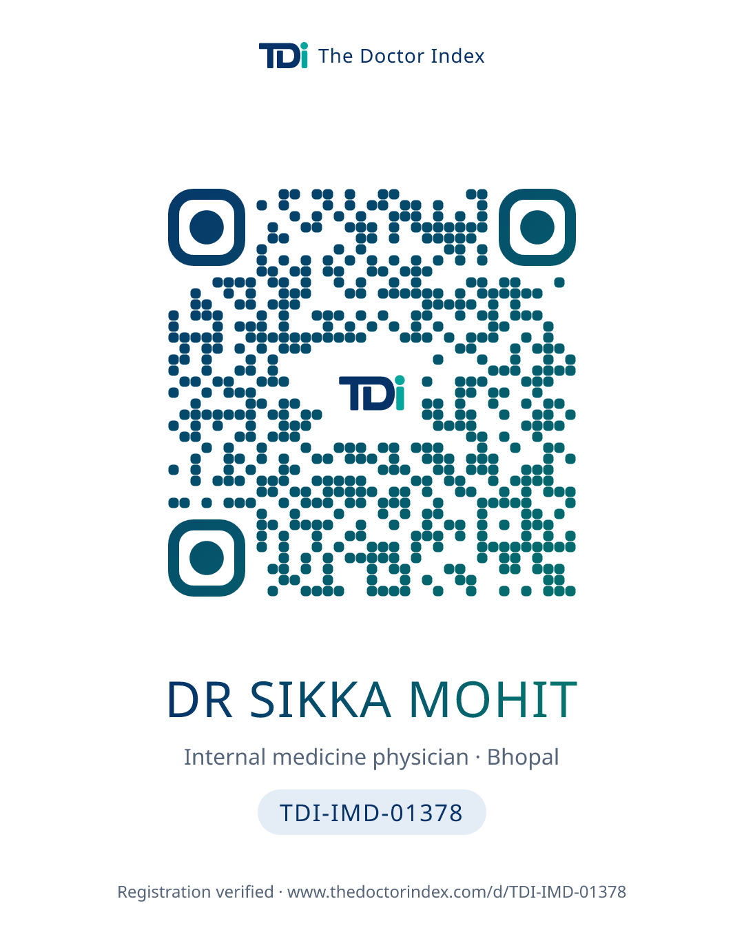 QR card for Dr Sikka Mohit, TDI-IMD-01378