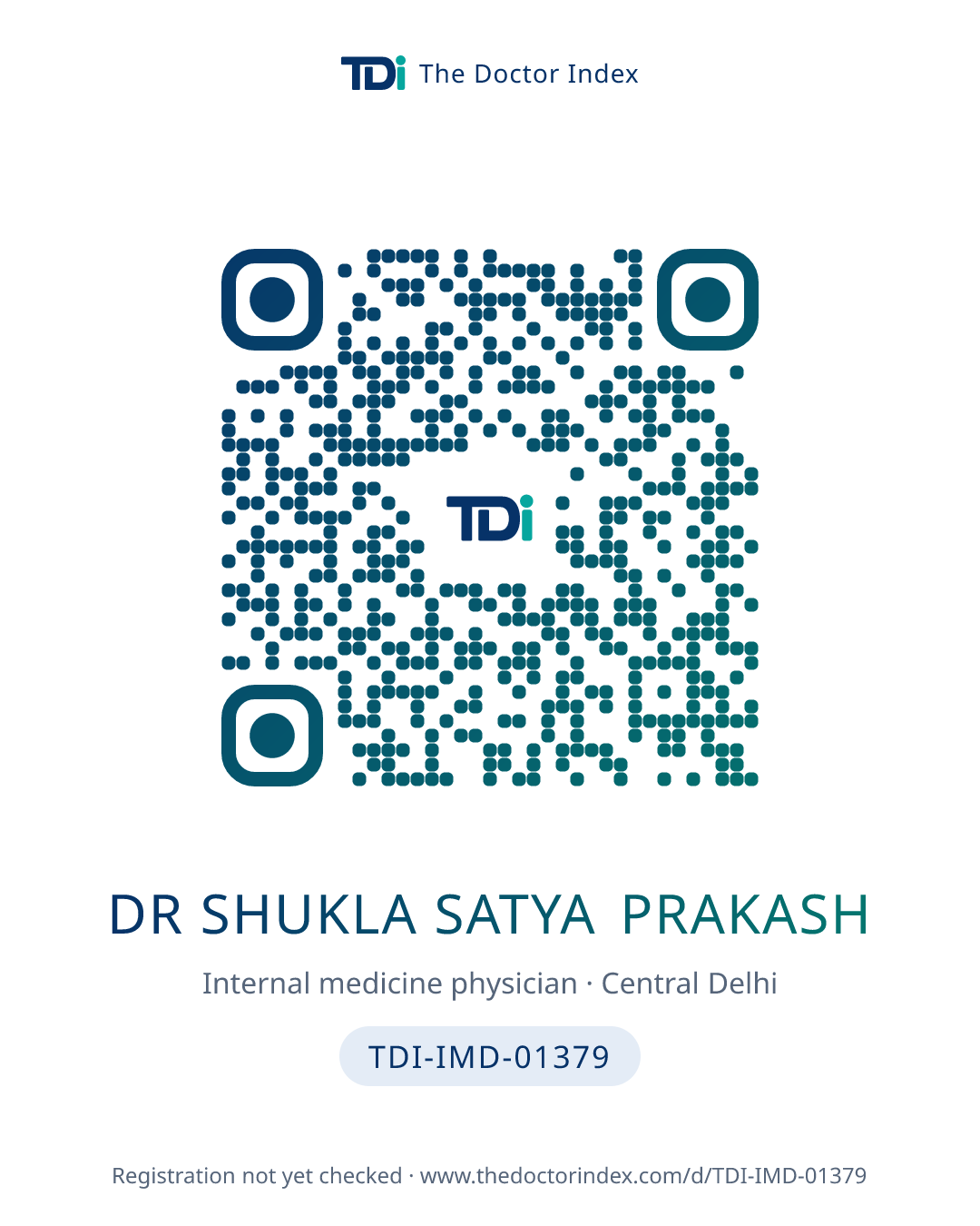 QR card for Dr Shukla Satya Prakash, TDI-IMD-01379