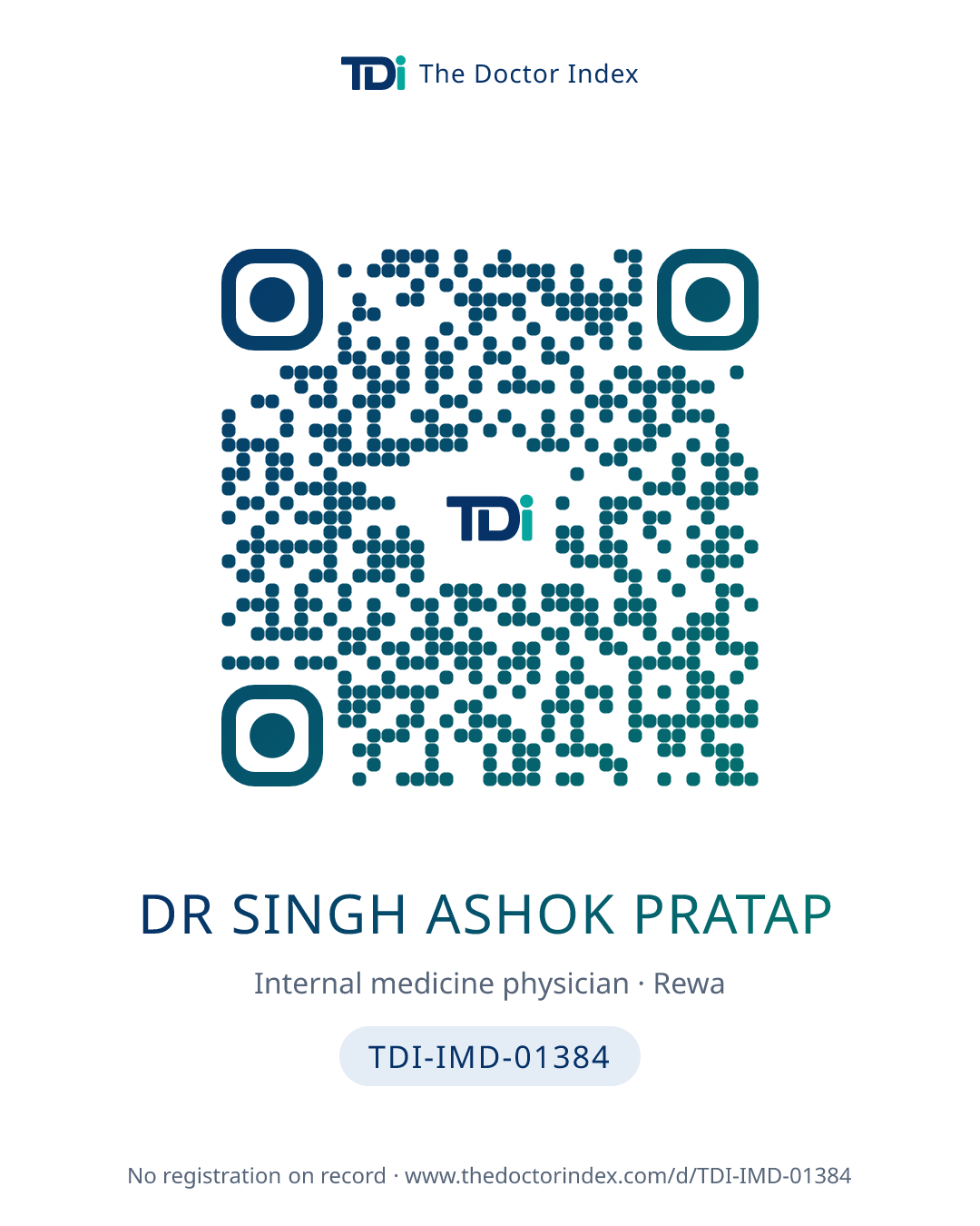 QR card for Dr Singh Ashok Pratap, TDI-IMD-01384