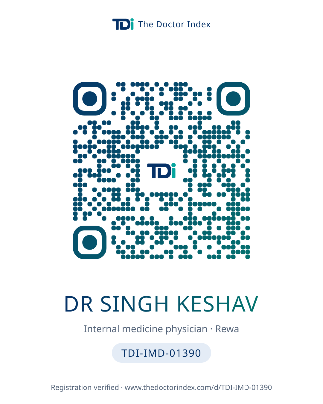 QR card for Dr Singh Keshav, TDI-IMD-01390