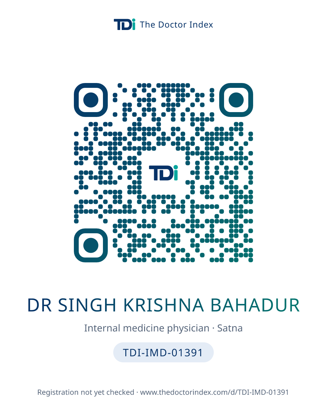 QR card for Dr Singh Krishna Bahadur, TDI-IMD-01391