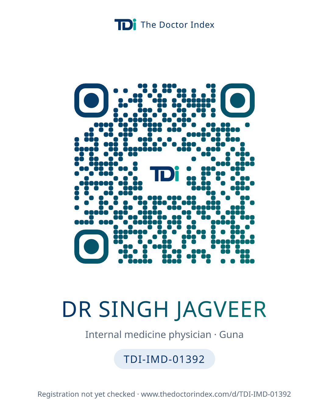 QR card for Dr Singh Jagveer, TDI-IMD-01392