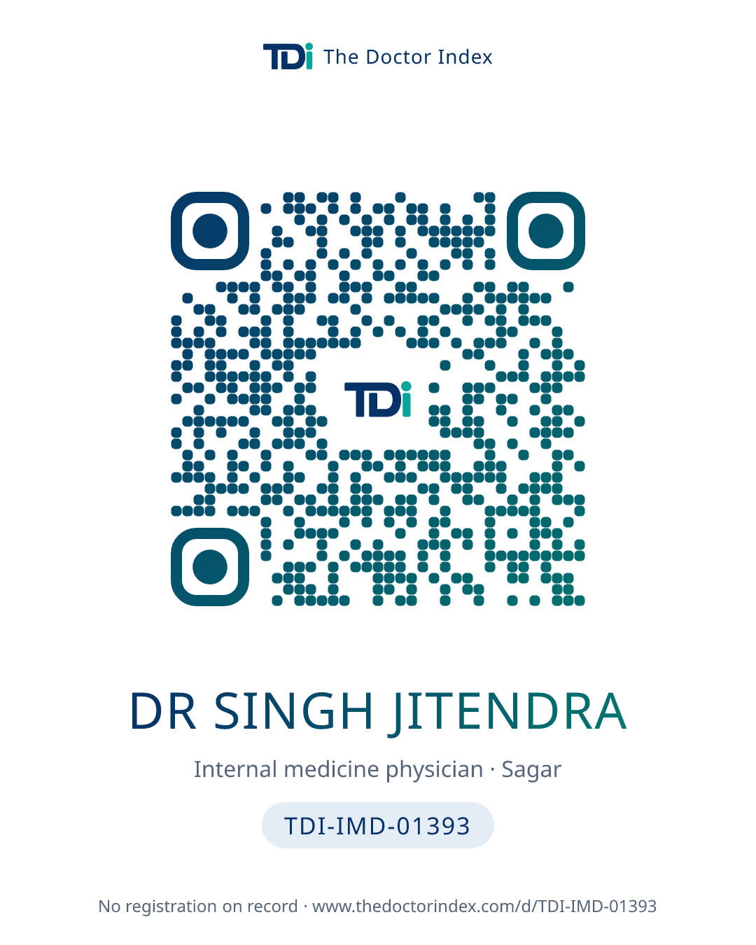 QR card for Dr Singh Jitendra, TDI-IMD-01393