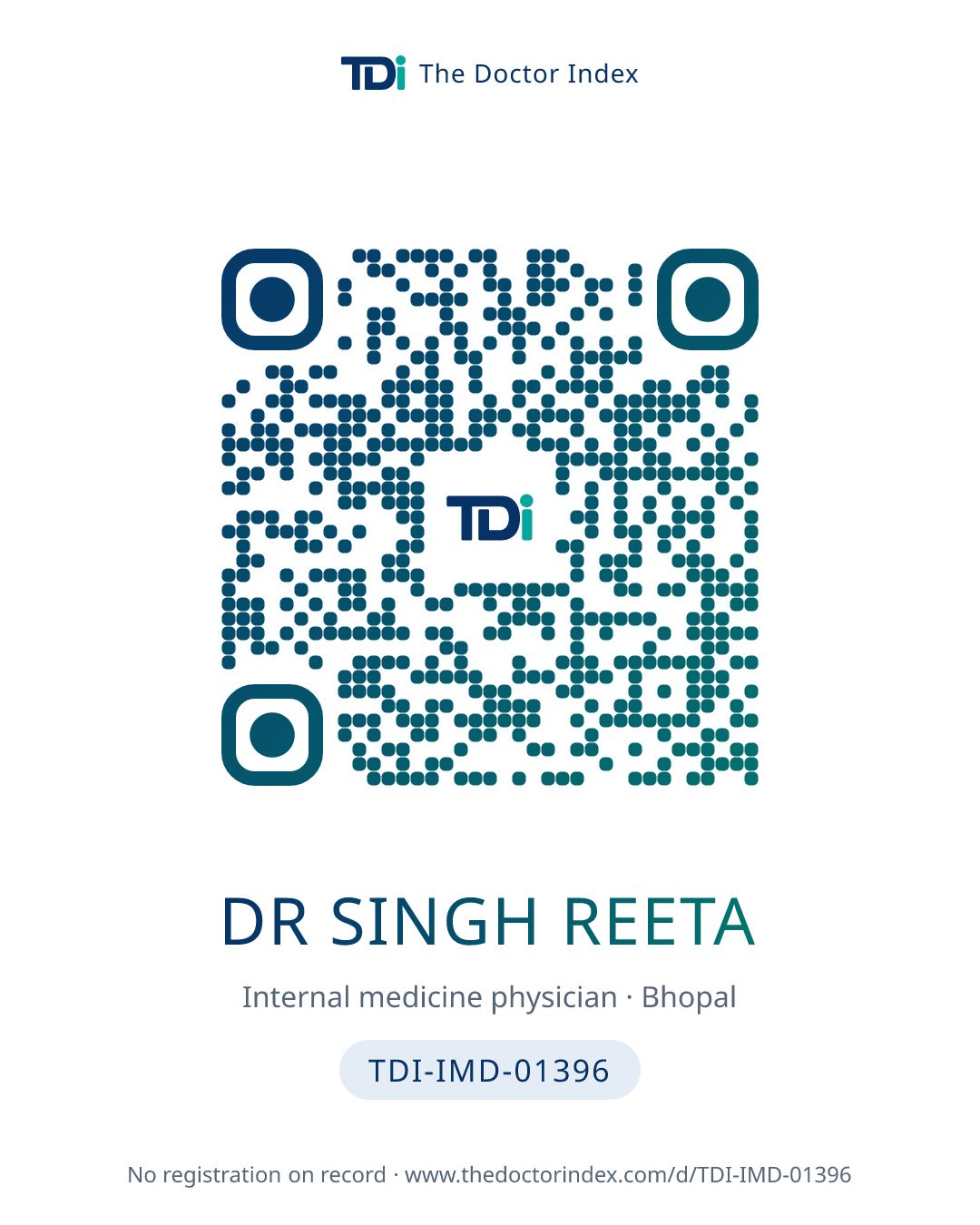 QR card for Dr Singh Reeta, TDI-IMD-01396