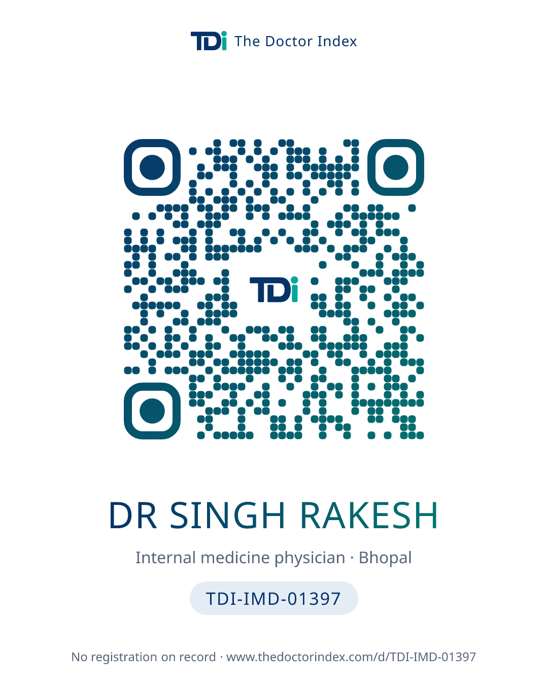QR card for Dr Singh Rakesh, TDI-IMD-01397