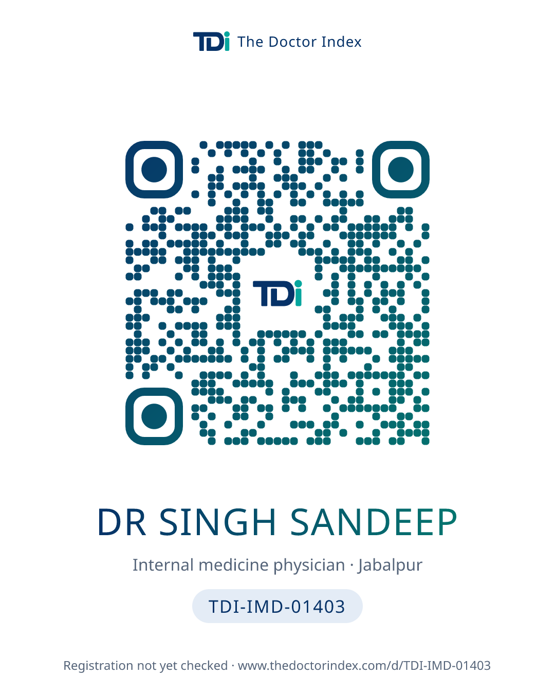 QR card for Dr Singh Sandeep, TDI-IMD-01403