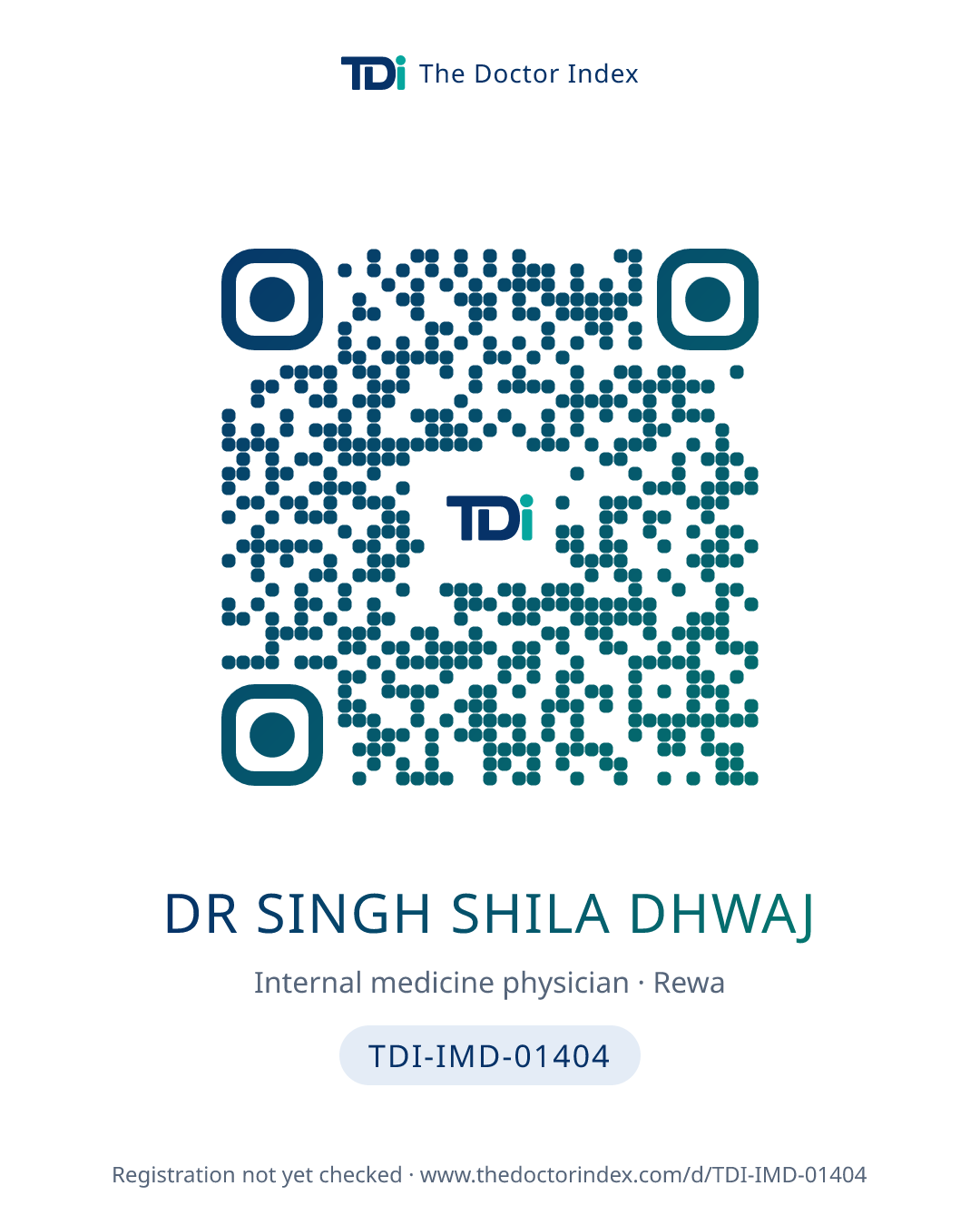QR card for Dr Singh Shila Dhwaj, TDI-IMD-01404