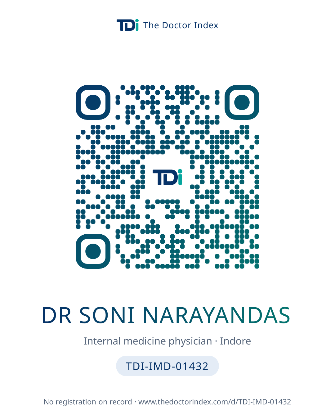 QR card for Dr Soni Narayandas, TDI-IMD-01432