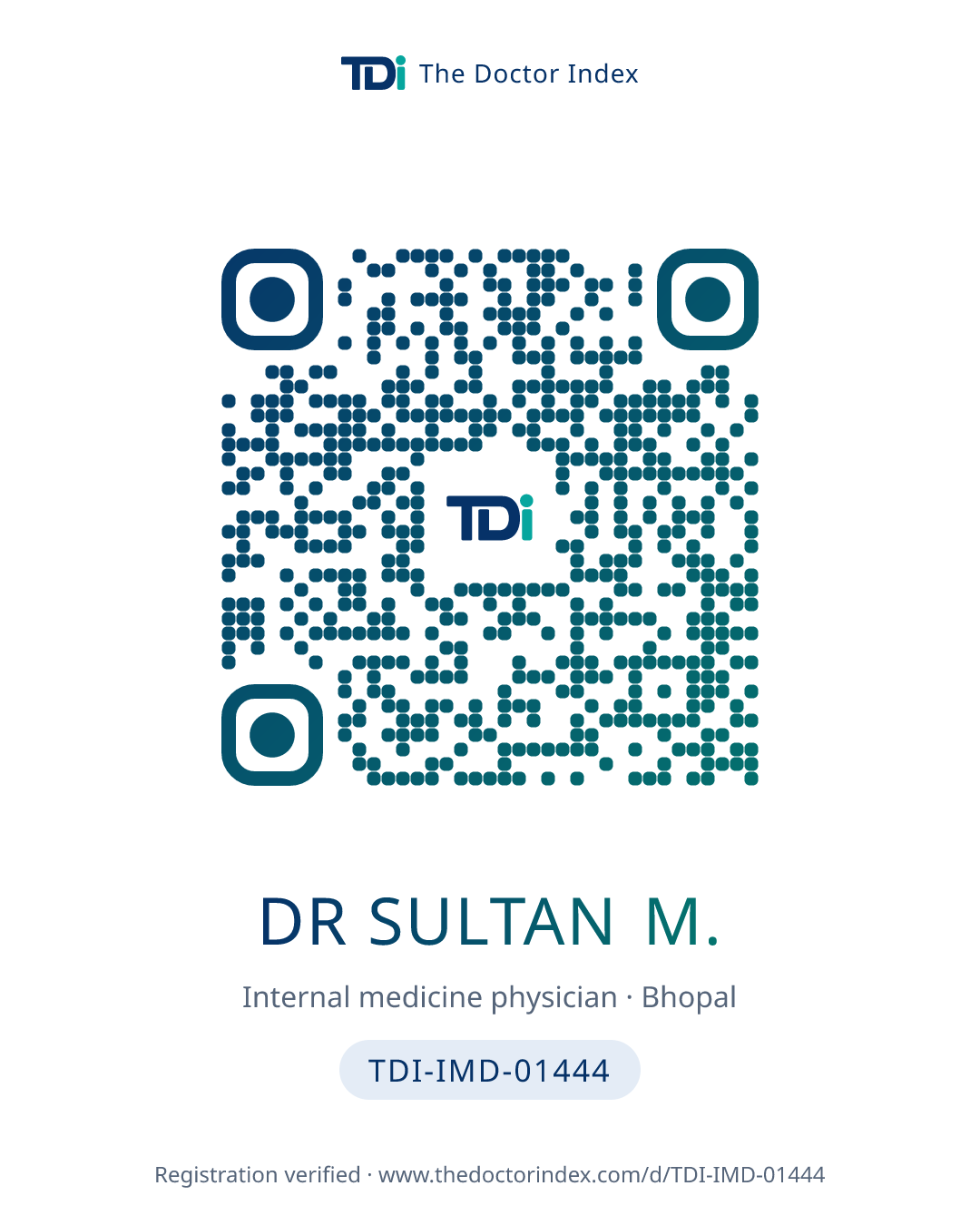 QR card for Dr Sultan M., TDI-IMD-01444