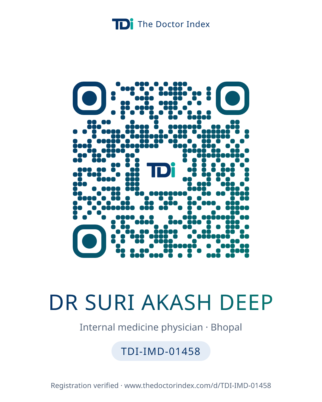QR card for Dr Suri Akash Deep, TDI-IMD-01458
