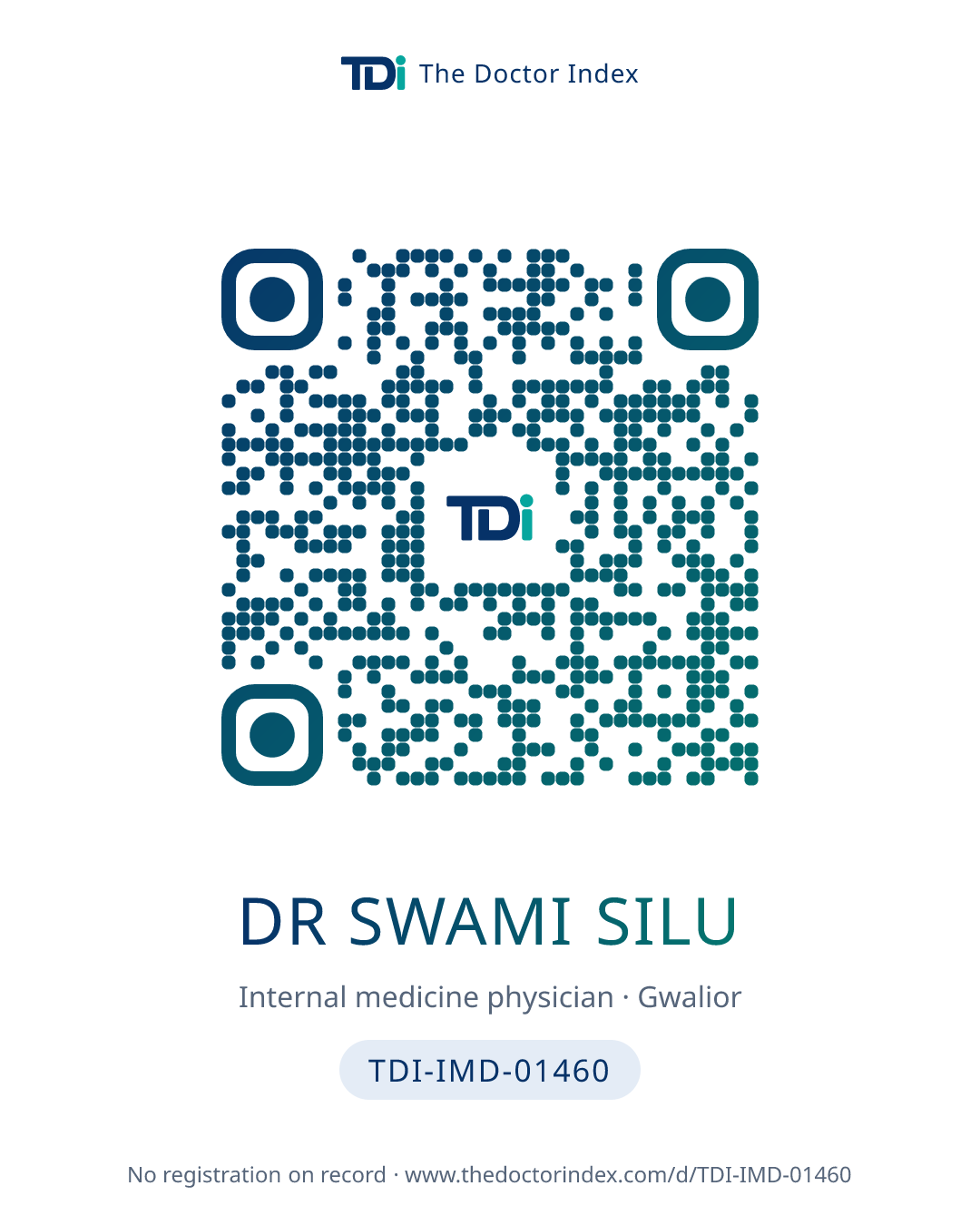 QR card for Dr Swami Silu, TDI-IMD-01460