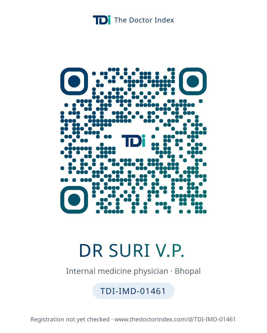 QR card for Dr Suri V.P., TDI-IMD-01461