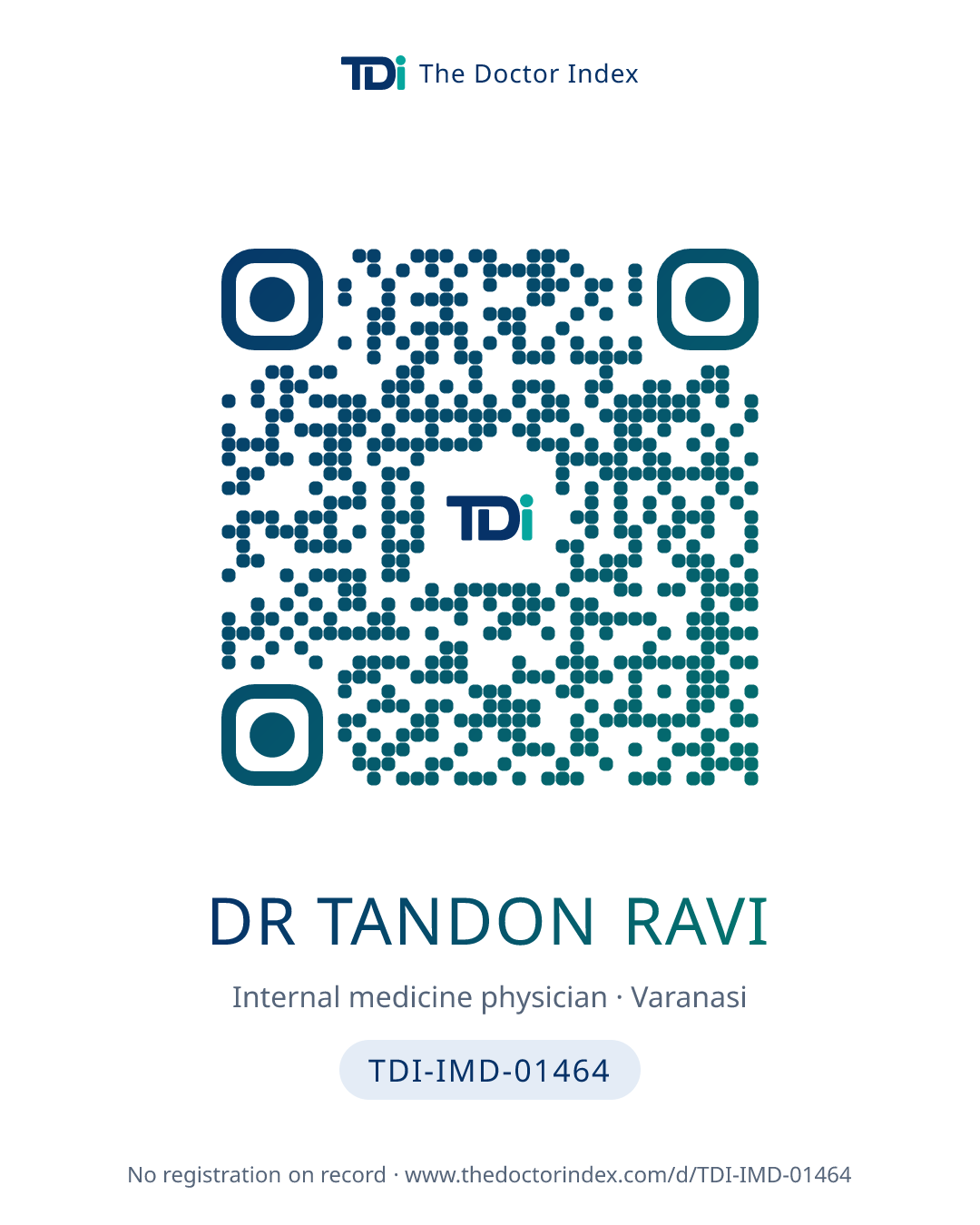 QR card for Dr Tandon Ravi, TDI-IMD-01464