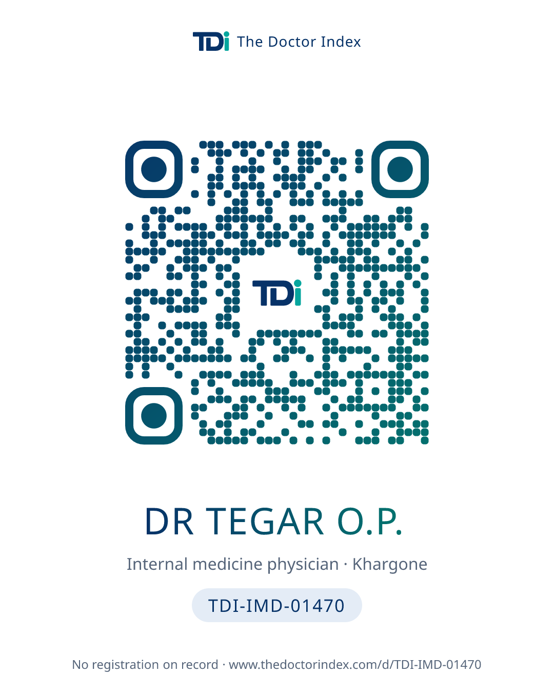 QR card for Dr Tegar O.P., TDI-IMD-01470