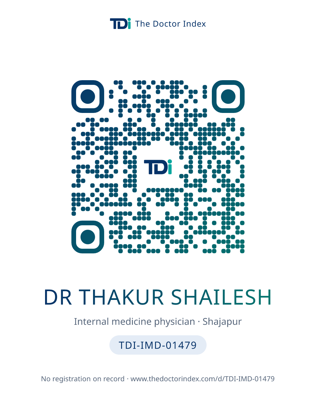 QR card for Dr Thakur Shailesh, TDI-IMD-01479